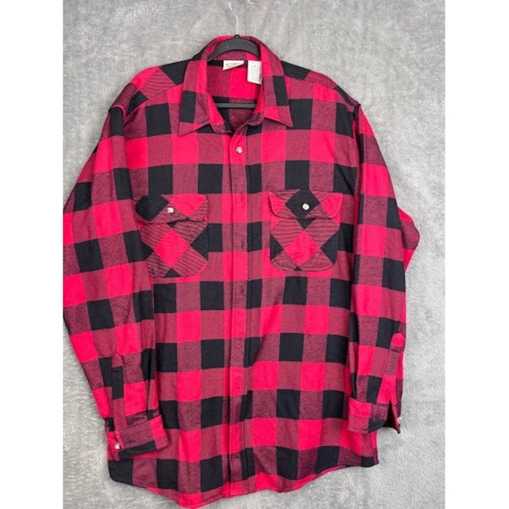 Five Brother Tall Man L Red‎ Black Buffalo Plaid Flannel Shirt Menswear